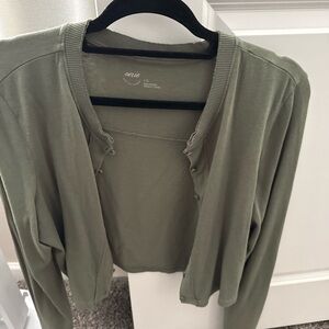 Aerie Sage Green Button-Up Cardigan